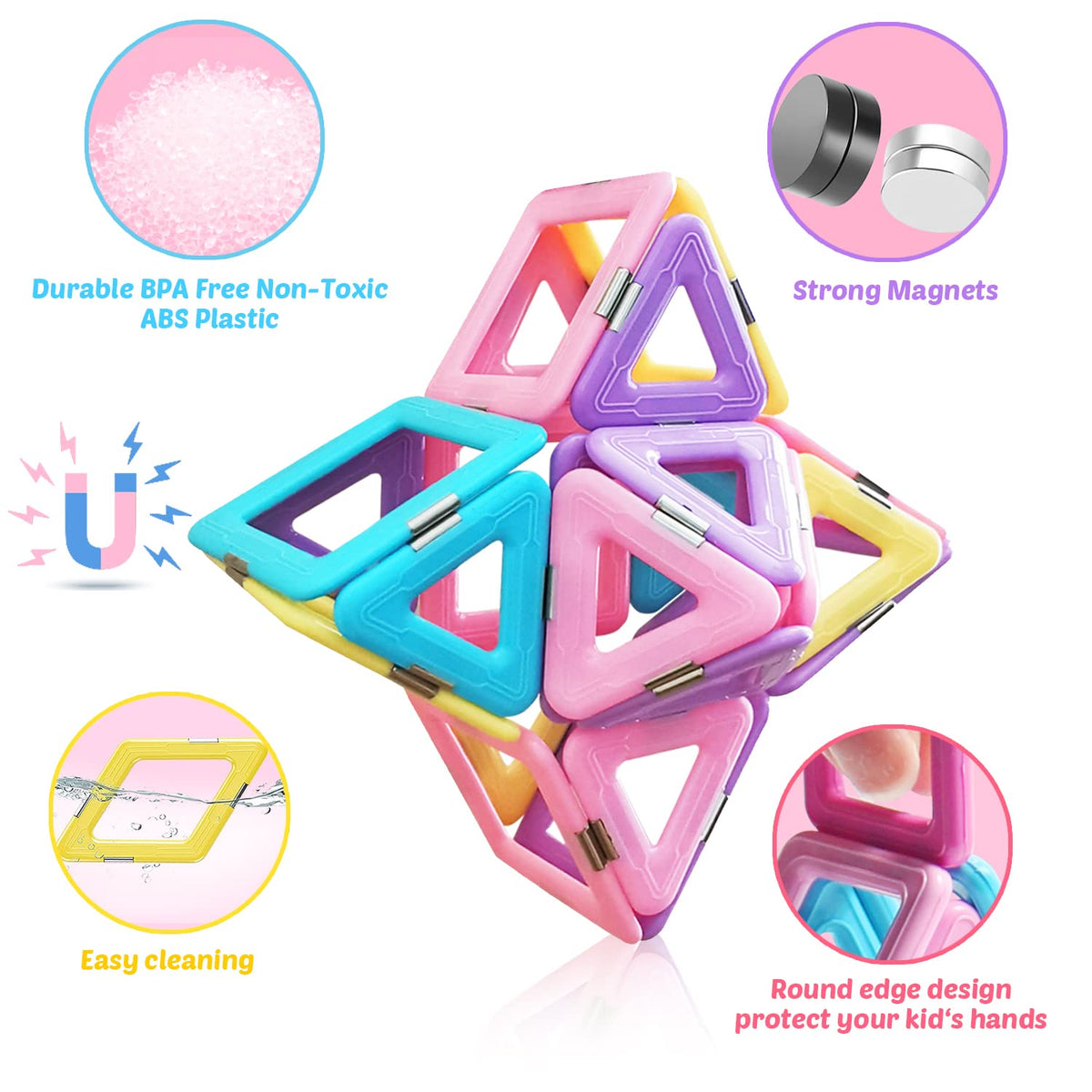 Tolnetr durable ABS magnetic tiles with safety-first design.