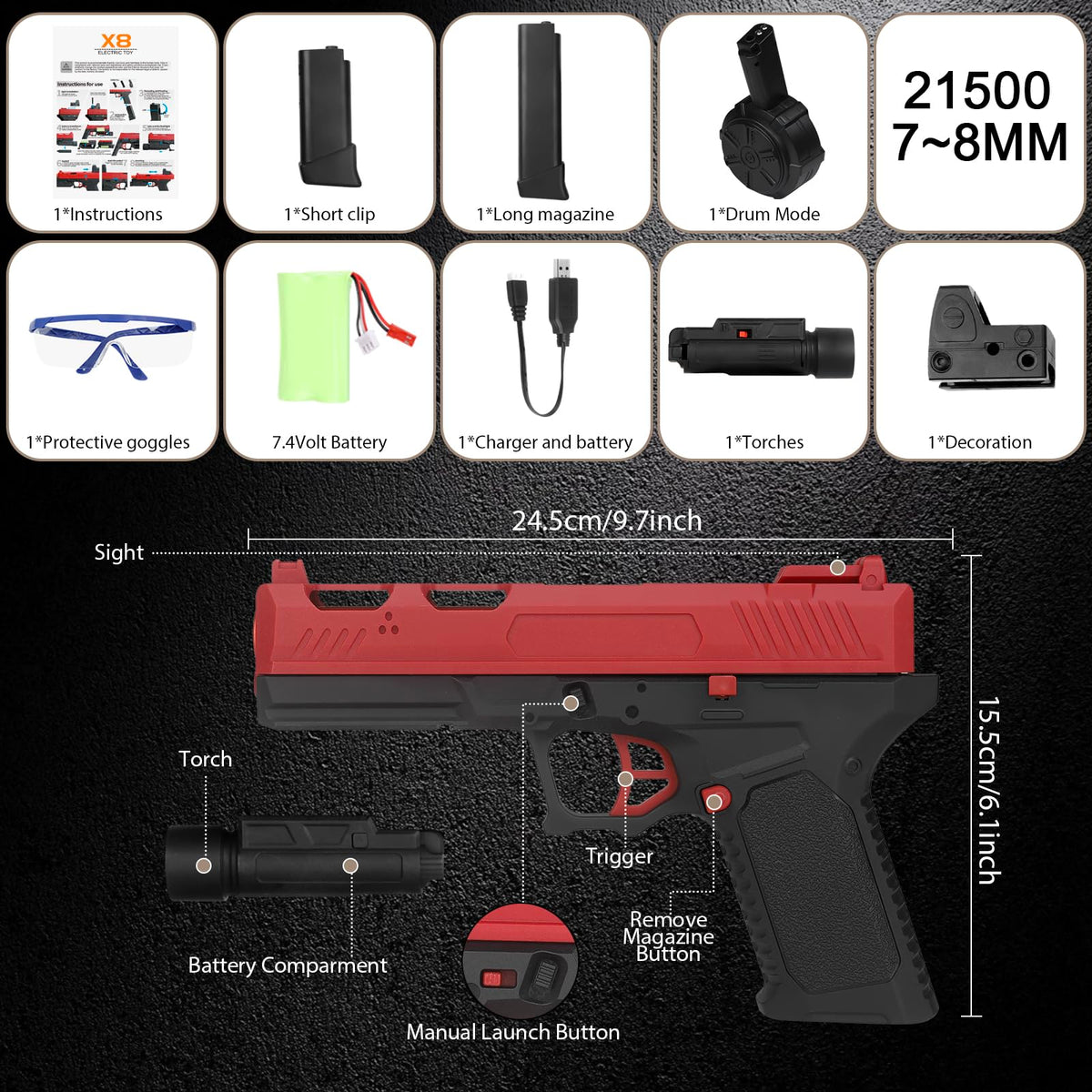 Tomatong X8 gel toy with long hopper for extended rounds.