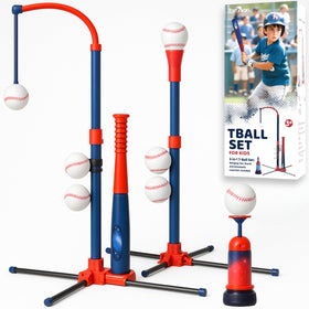 TomLeOn 3-in-1 Baseball Set with tee-ball stand for at-home batting practice
