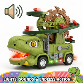TOMLEON Dinosaur Truck battery-powered design for reliable indoor use.