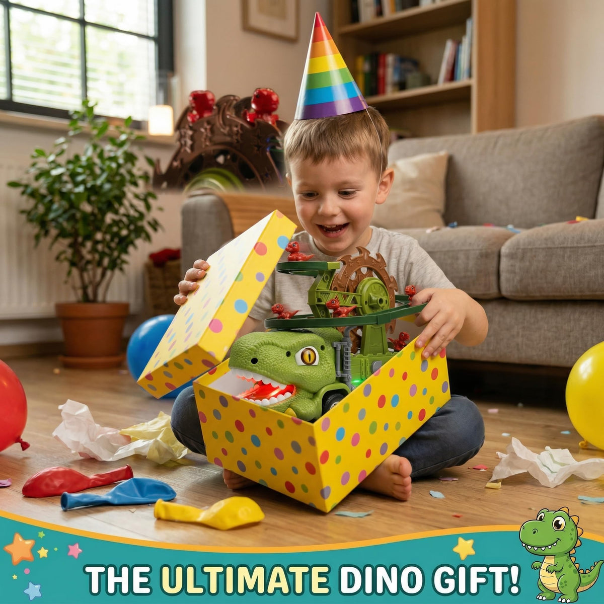 TOMLEON Dinosaur Truck uses obstacle-detection to help smooth play sessions.