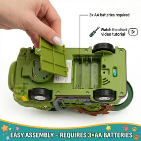 TOMLEON Dinosaur Truck spiral-slide action creates gravity-powered fun.