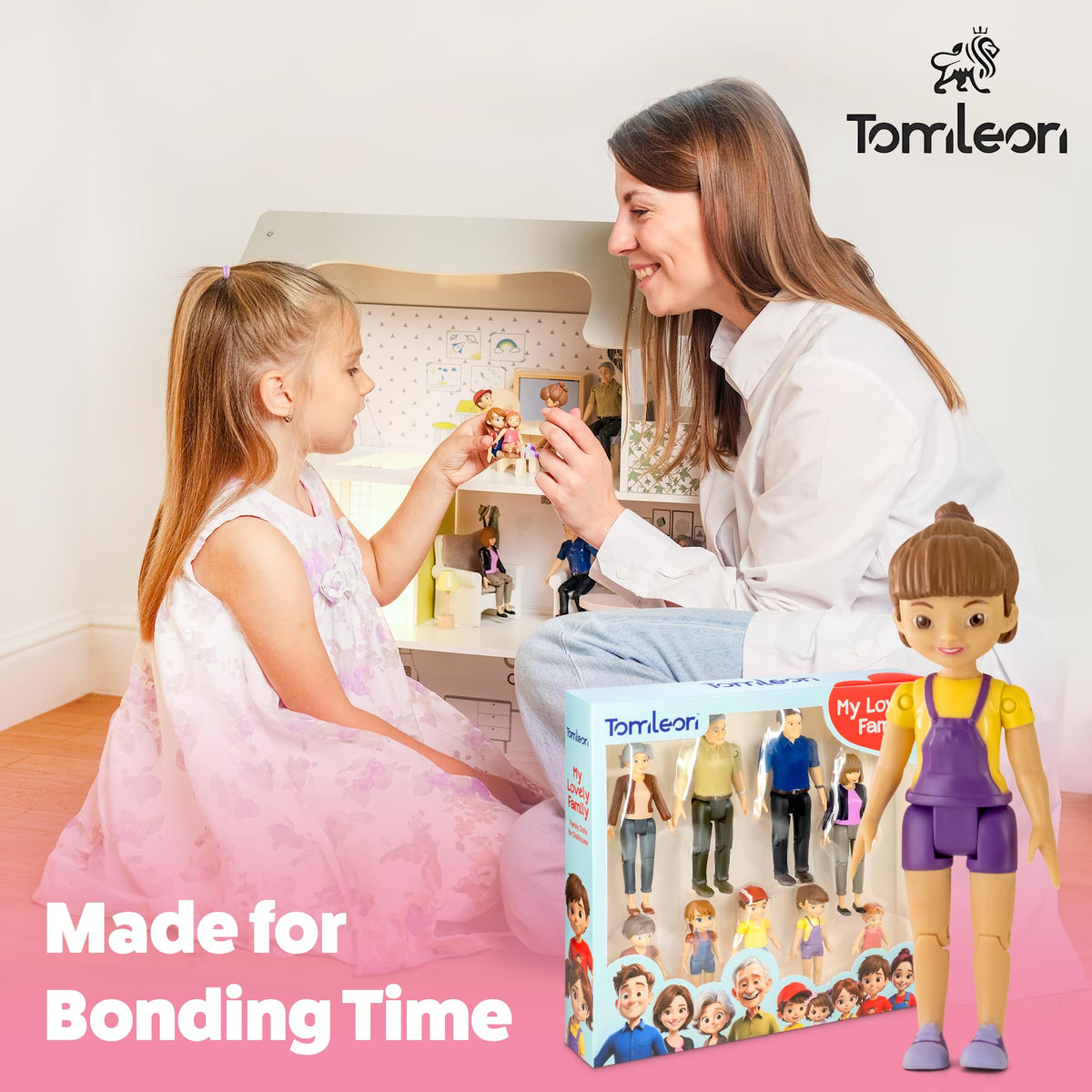 TOMLEON dollhouse baby girl poseable figure invites nurturing play