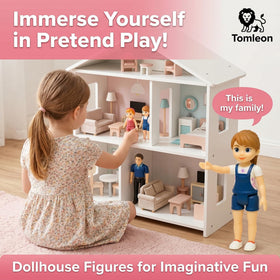TOMLEON dollhouse figures with bendable joints enable dynamic storytelling.
