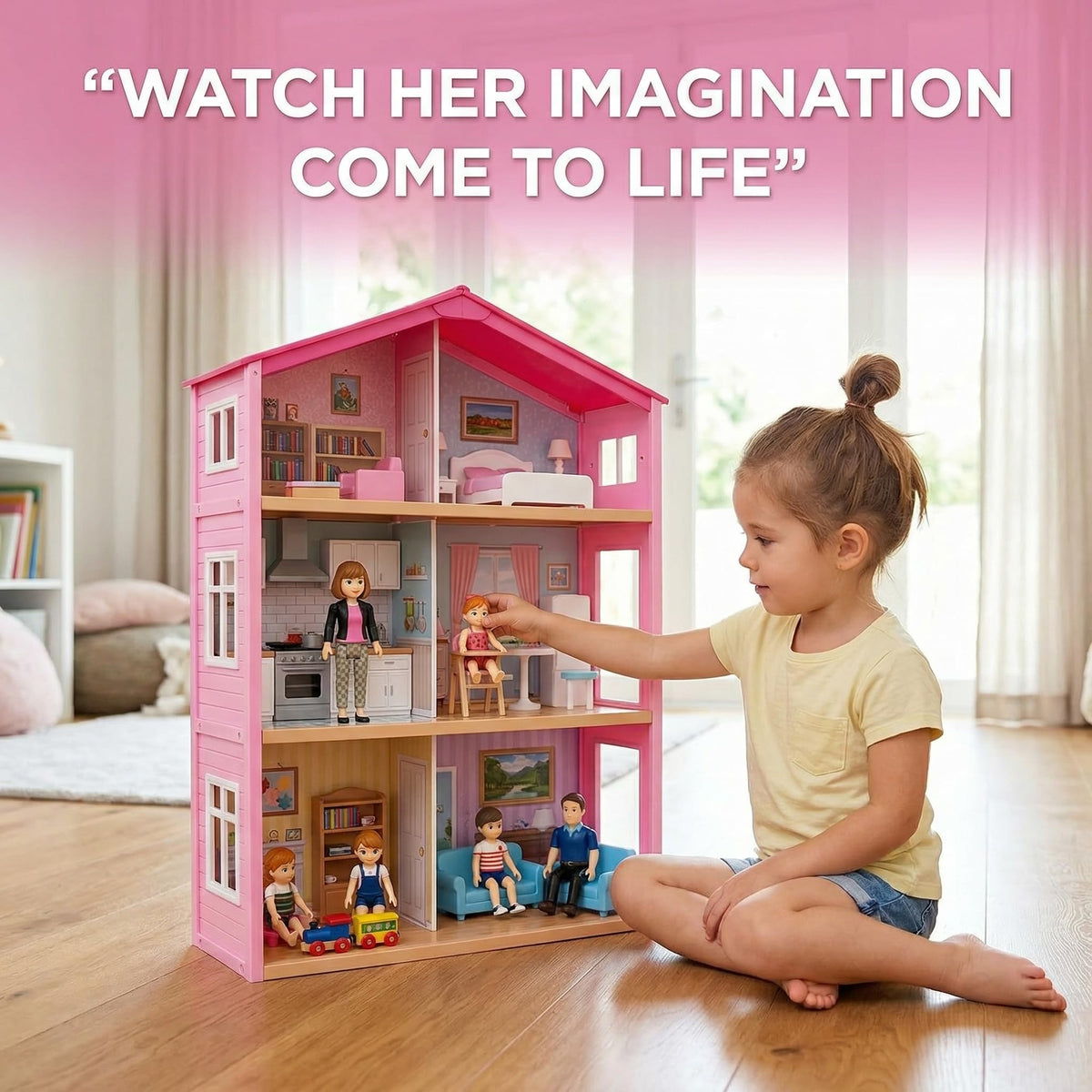 TOMLEON compact design fits neatly on shelves and dollhouse shelves.
