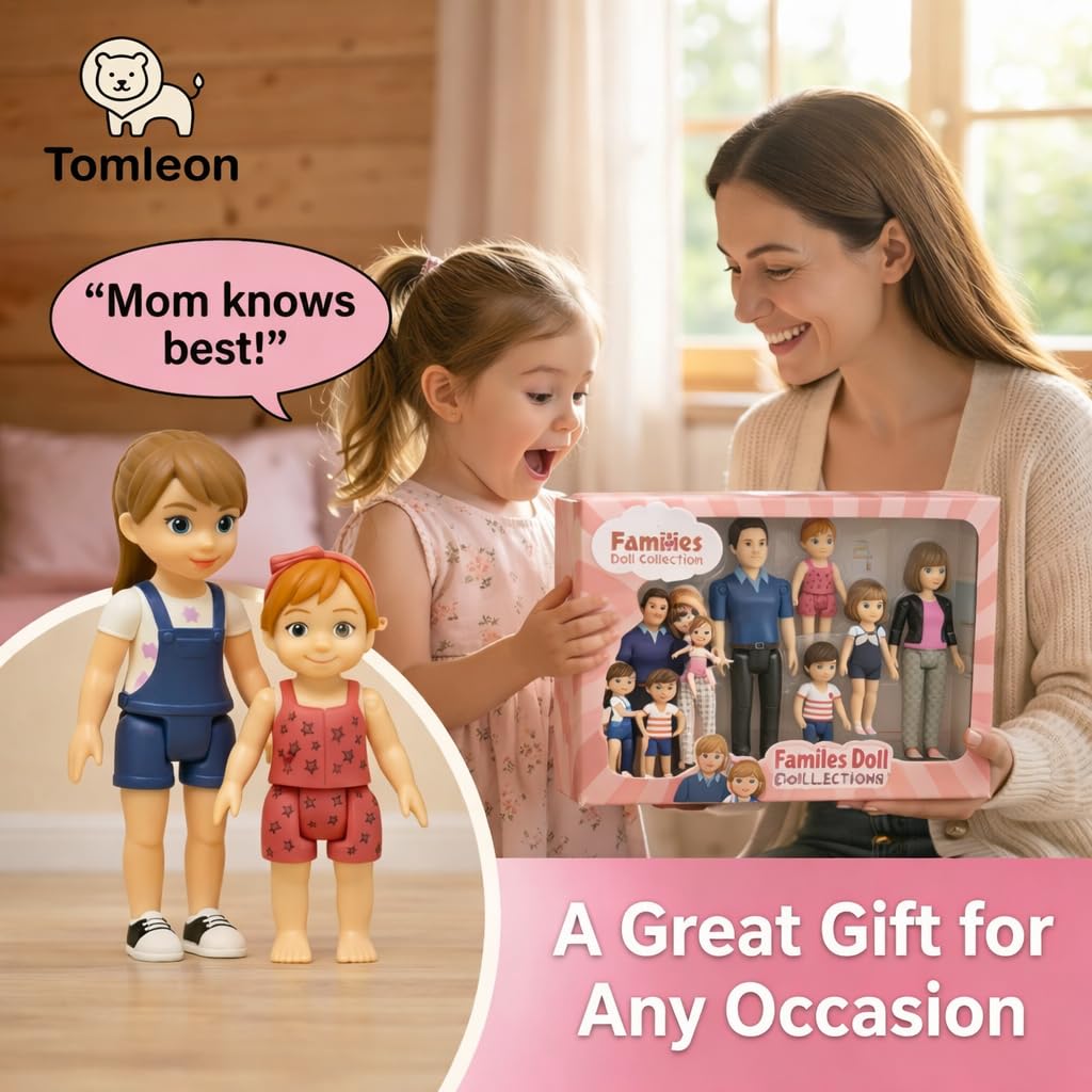 TOMLEON family dollhouse sister figure with bendable joints for imaginative play.