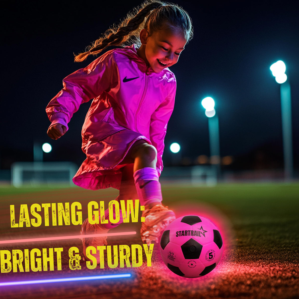 Durable rubber shell with reinforced LED compartments for intense play.