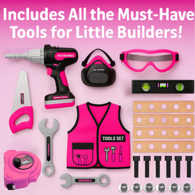 TOMLEON toddler toolbox keeps tools organized for easy pretend play