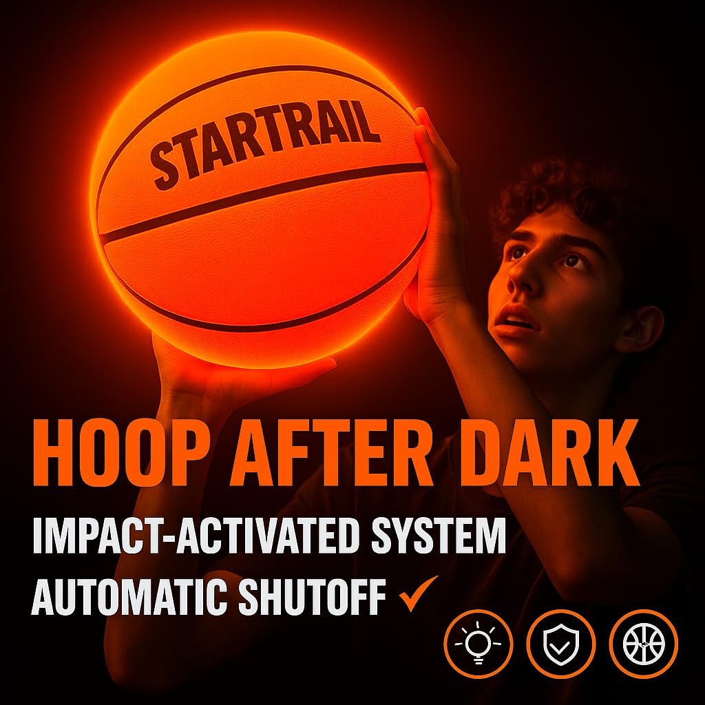 TOMLEON LED basketball enhances night play with bright glow during outdoor games.