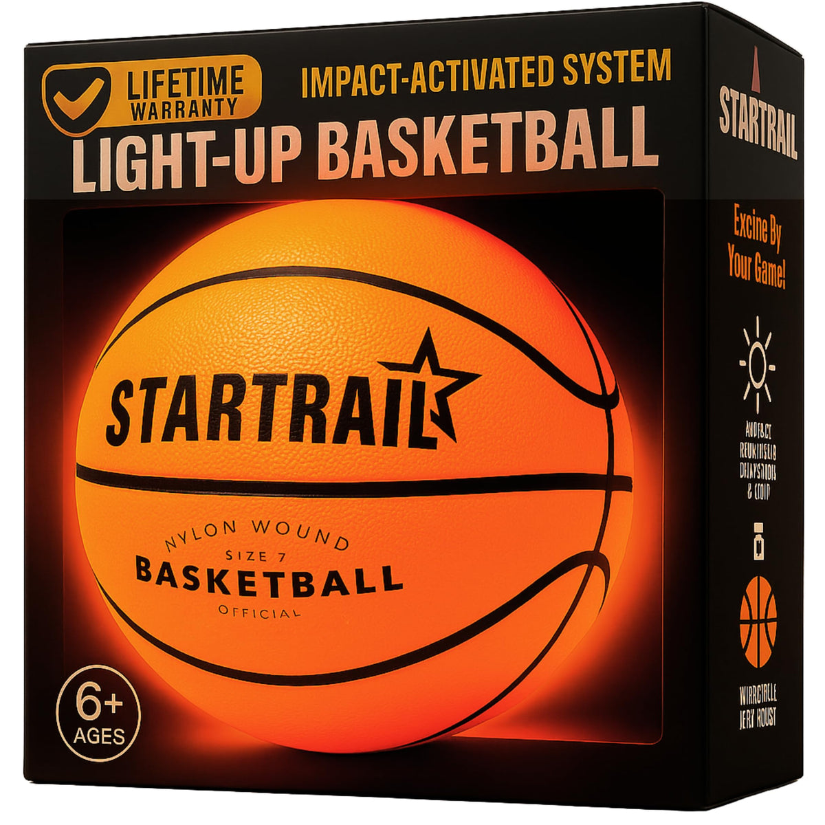 TOMLEON light-up basketball glows for nighttime hoops and easy visibility.