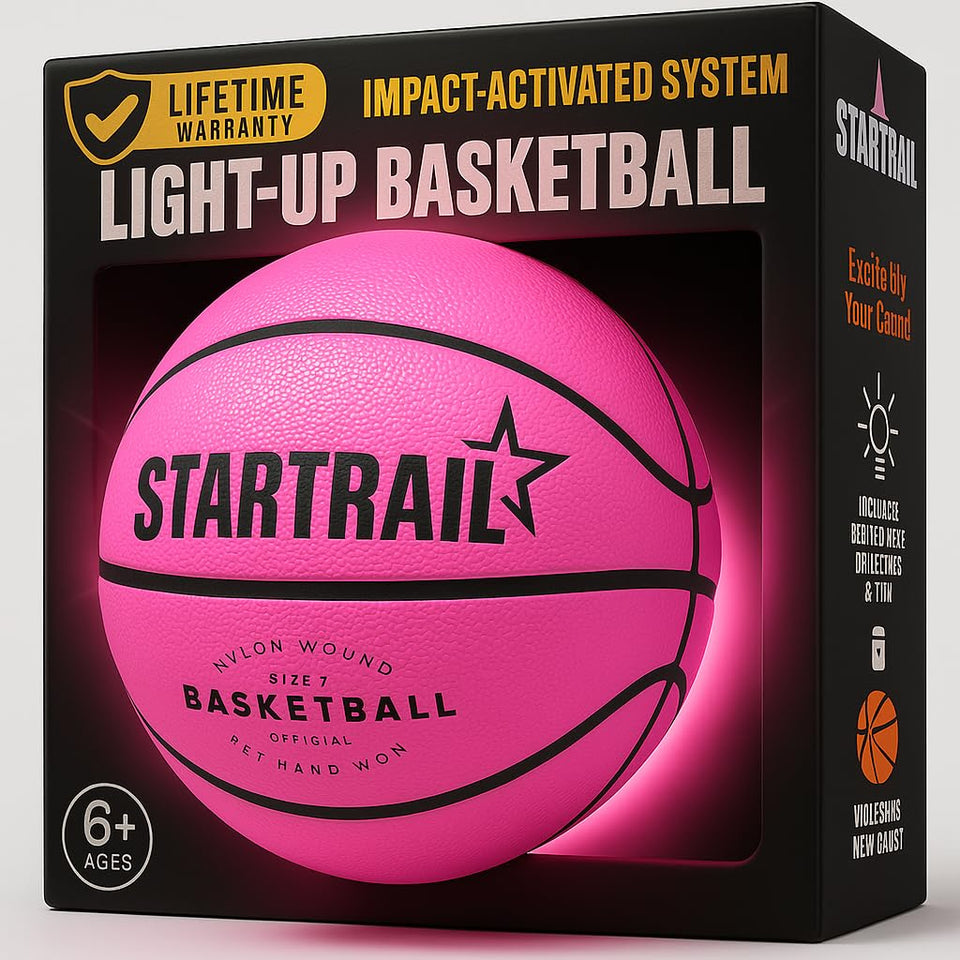 TOMLEON light-up basketball glows at night for safer outdoor play