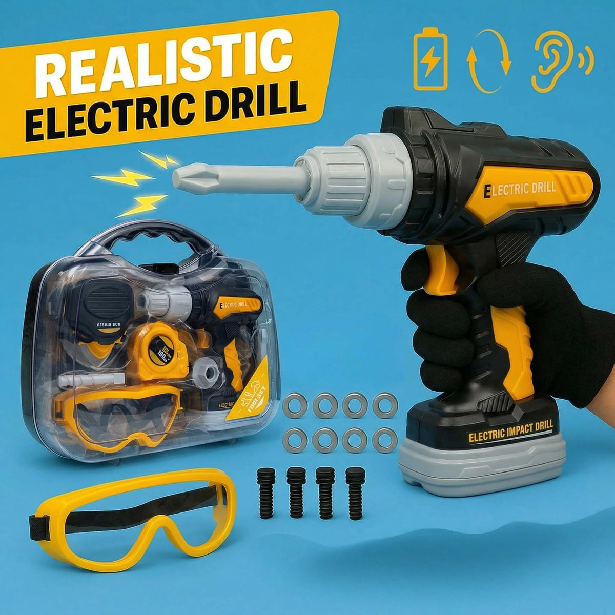 TOMLEON safety glasses highlight protective gear for safe pretend construction