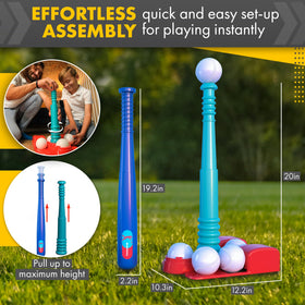 TOMLEON T Ball Stand six balls arranged for varied drills and practice.