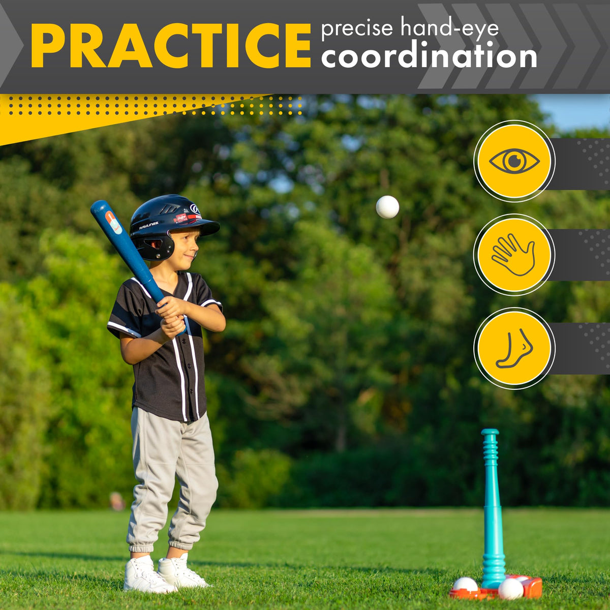 TOMLEON T Ball Stand storage net keeping parts organized after play.
