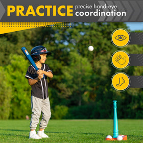 TOMLEON T Ball Stand storage net keeping parts organized after play.