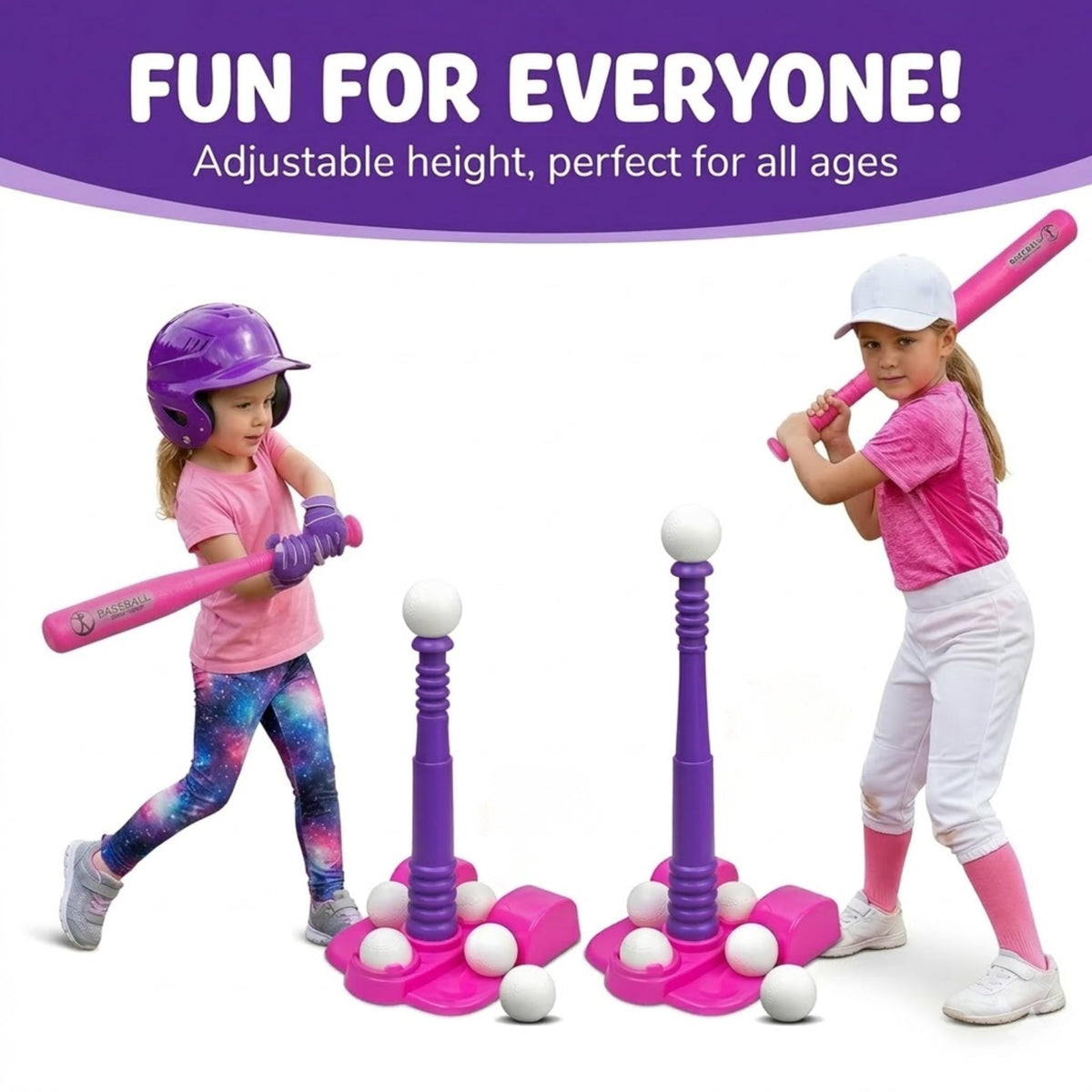 Tomleon T-Ball Stand with six oversized balls for easy, safe play.