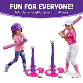 Tomleon T-Ball Stand with six oversized balls for easy, safe play.