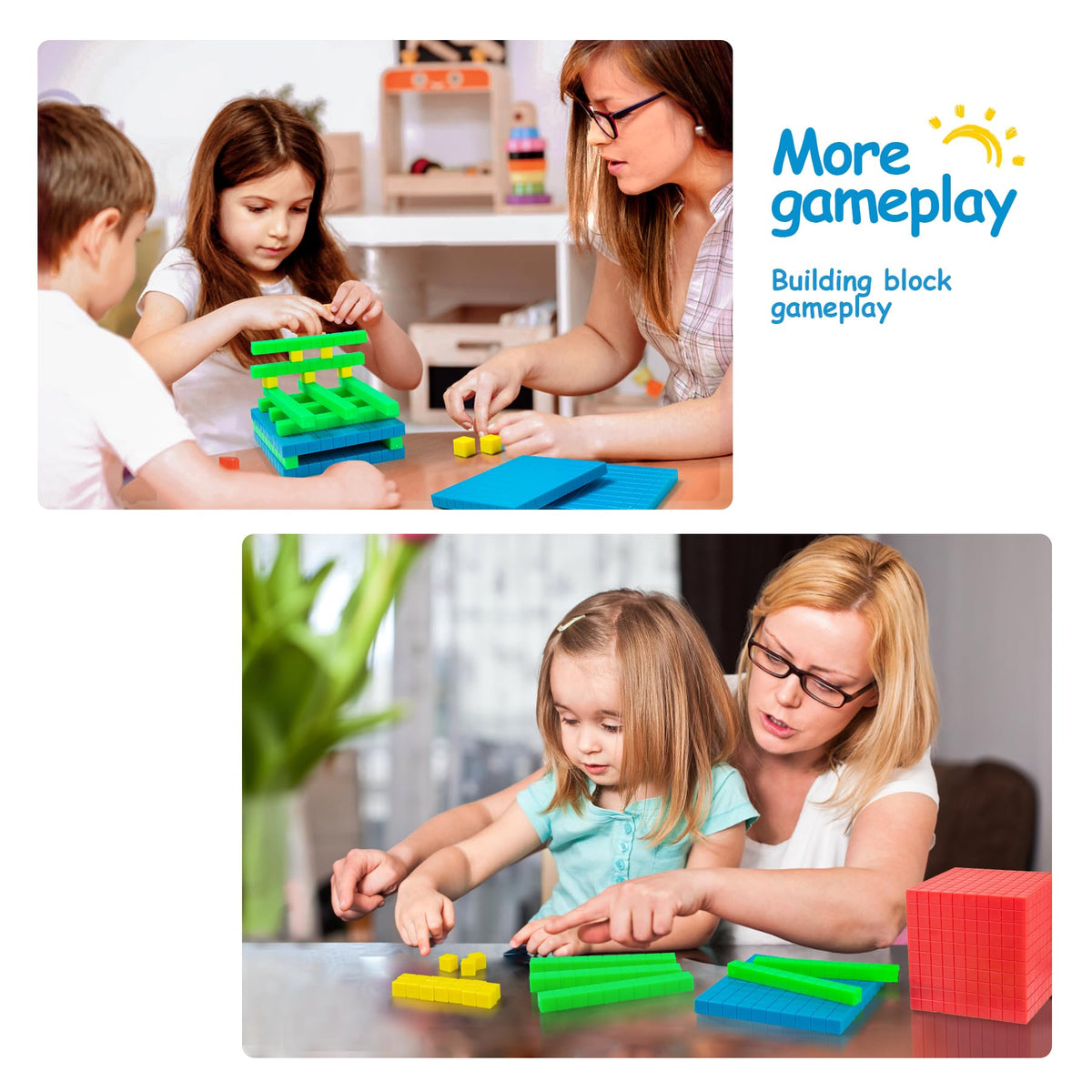 TOMMYHOME base ten blocks close-up of durable plastic for long-term classroom use