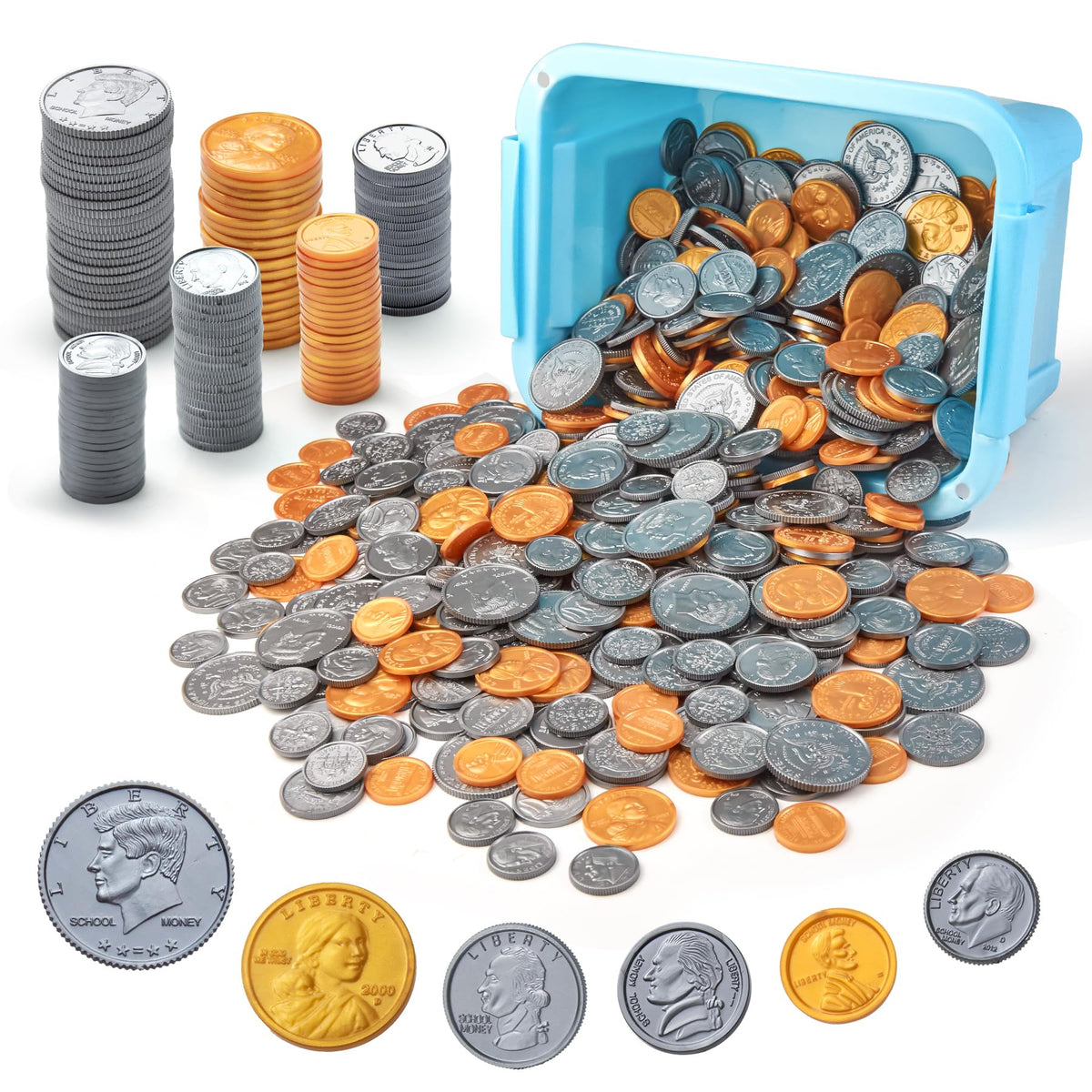 TOMMYHOME fake US coins set for realistic pretend play and early math skills