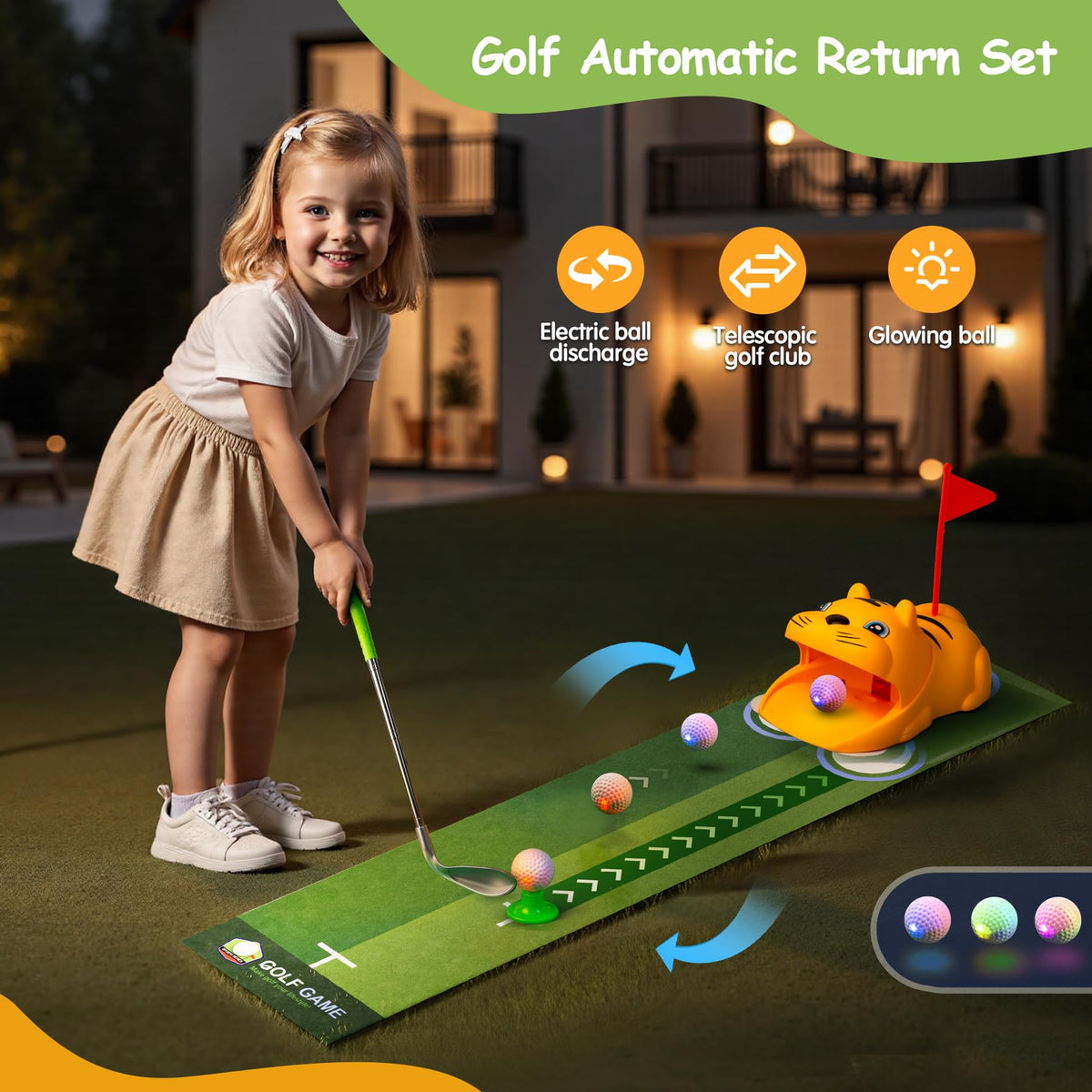 TommyHome indoor mat offers a versatile surface for mini golf play.