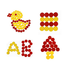 TOMMYHOME two-color counter red and yellow on a classroom mat for math centers.