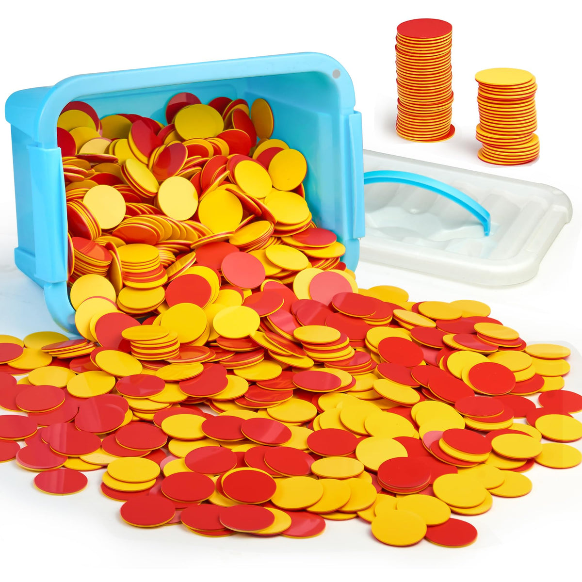 TOMMYHOME two-color counter red and yellow close-up highlights tactile learning pieces.