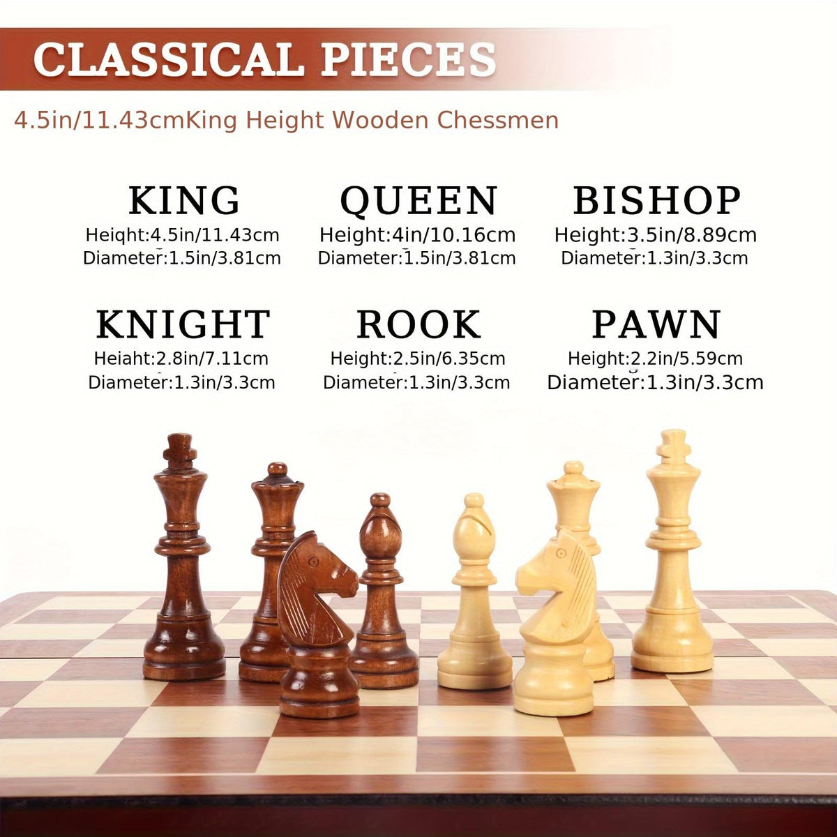 Tomost durable wooden chess set for everyday play and family games.