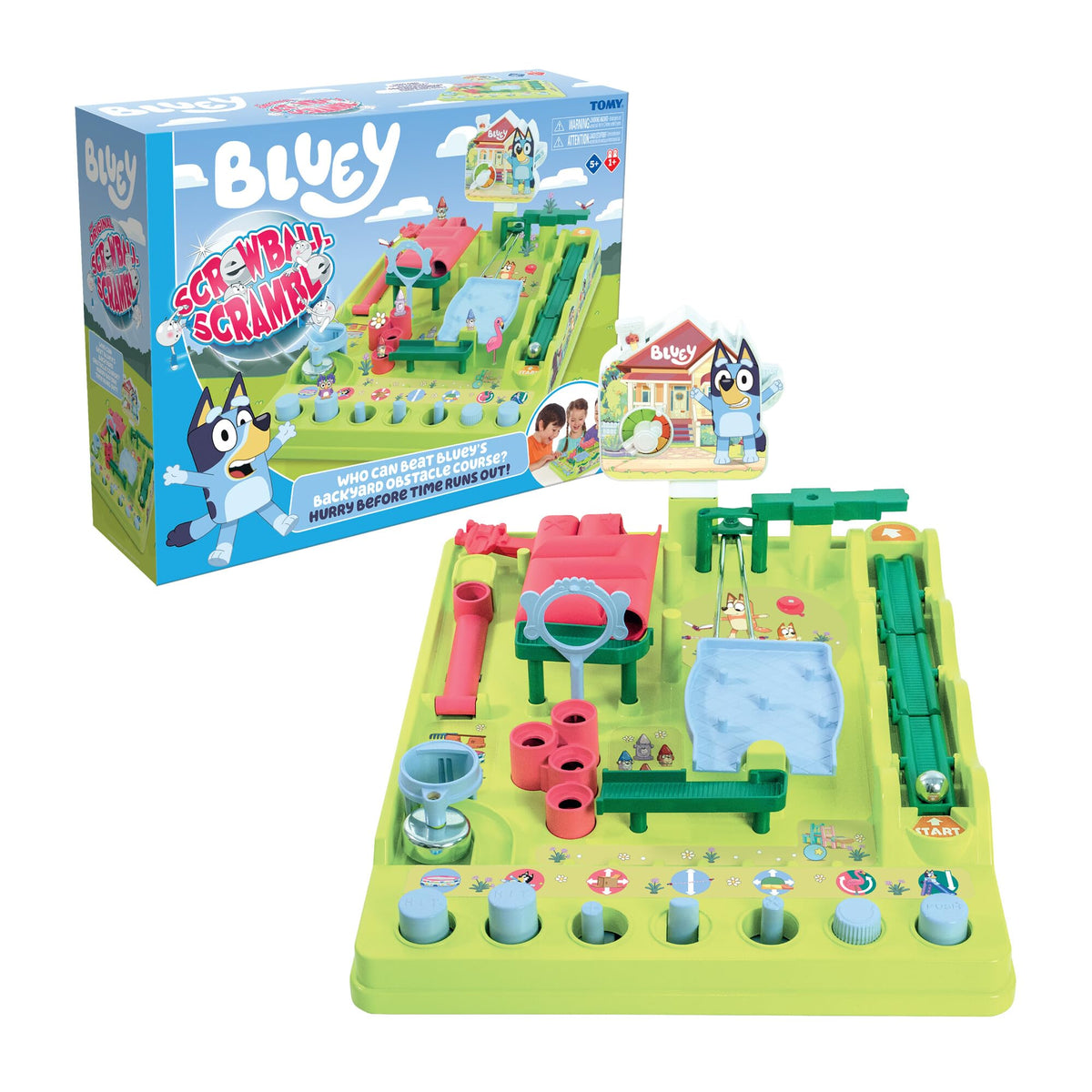 TOMY Bluey Screwball Scramble finish line marble maze for fast play