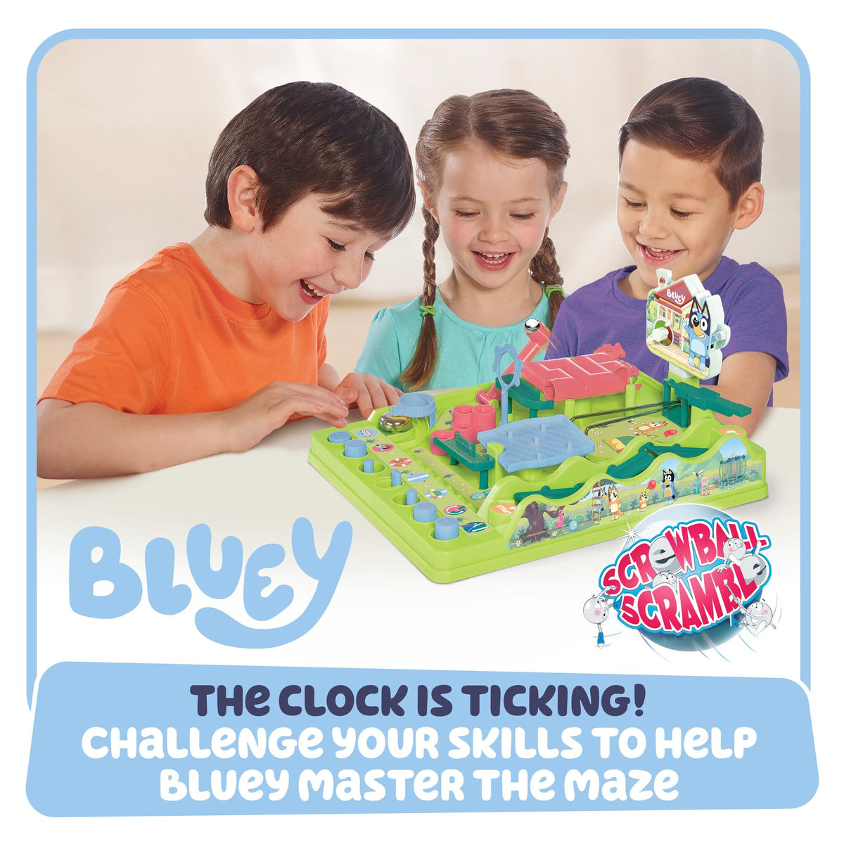 TOMY Bluey Screwball Scramble tilting walkway engages rapid marble action