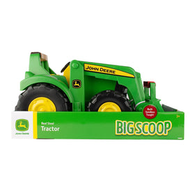 TOMY John Deere 21-inch Big Scoop Tractor easy-grip handle for small hands.