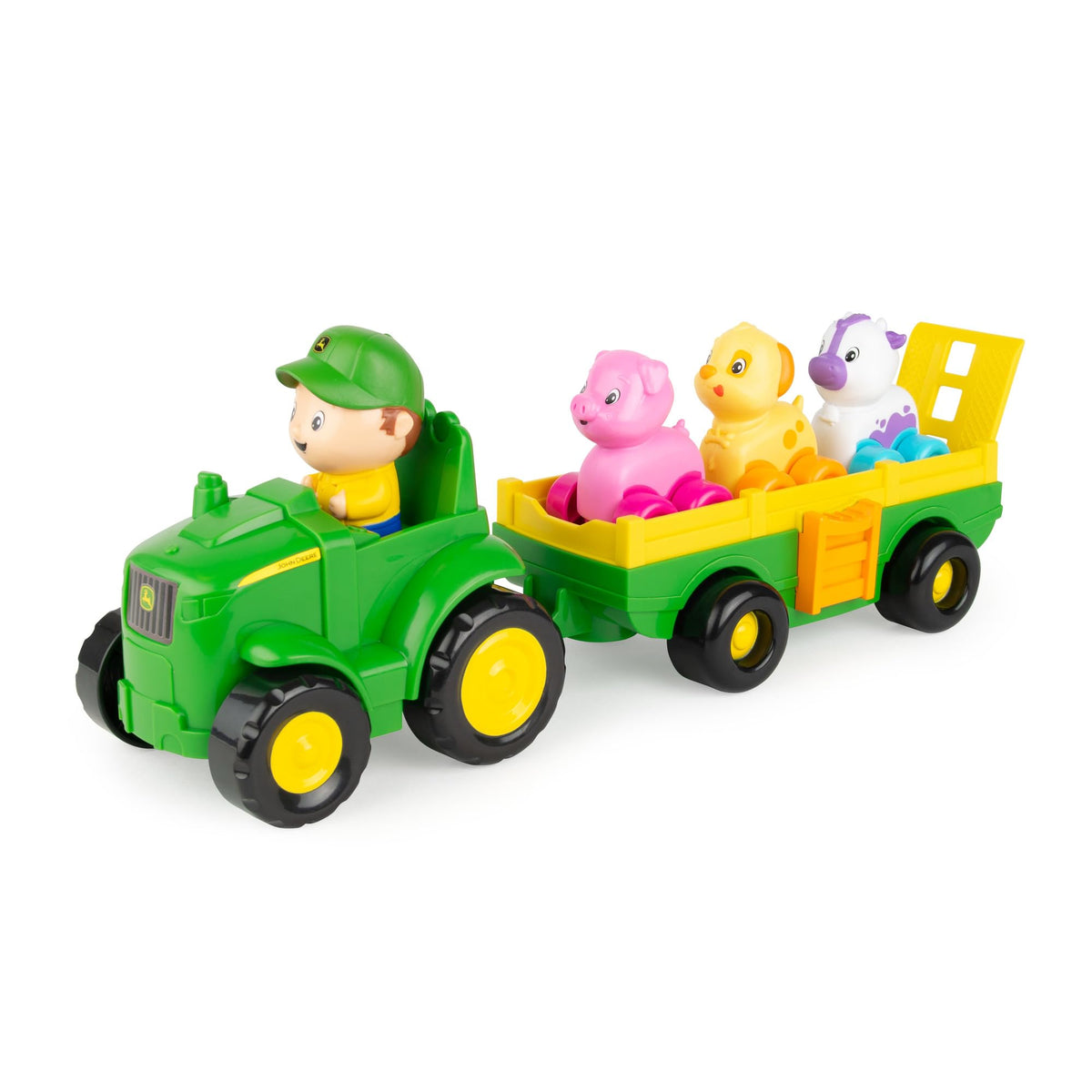 TOMY John Deere animal sounds wagon ride tractor—interactive farm play