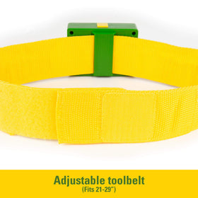 TOMY John Deere Deluxe Toolbelt green graphics boost brand recognition.