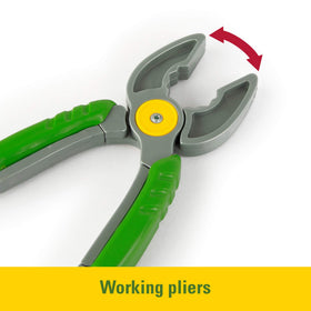 TOMY John Deere Deluxe Toolbelt pliers for pretend repair tasks.