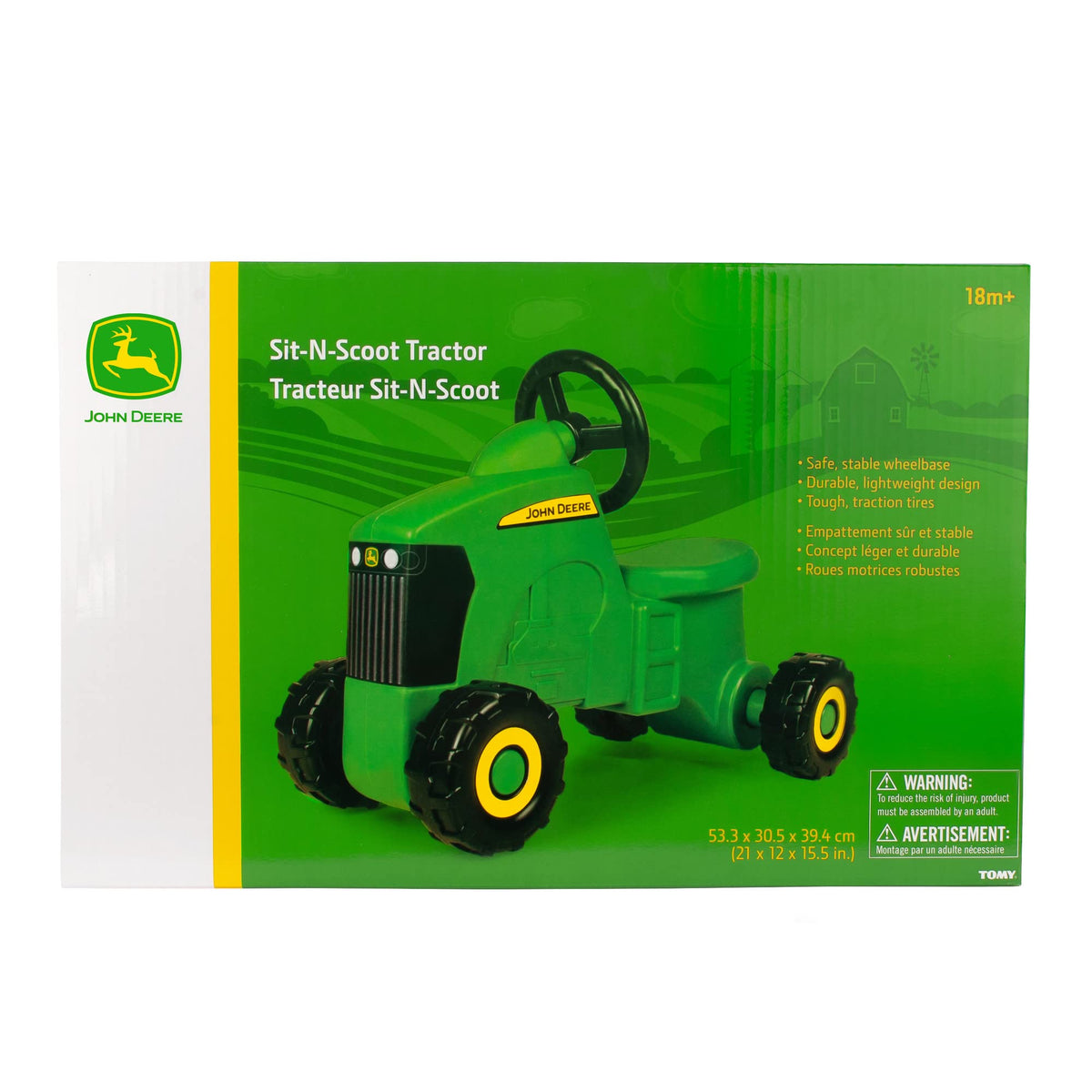 TOMY John Deere Sit N Scoot tractor kid-friendly ride-on for young riders