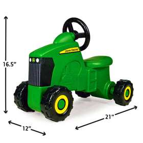 TOMY John Deere Sit N Scoot tractor logo details for authentic play