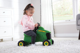 TOMY John Deere Sit N Scoot tractor side view shows kid powered motion