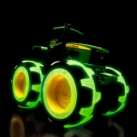 TOMY Monster Treads front view shows flashing lights as it rolls for dynamic play