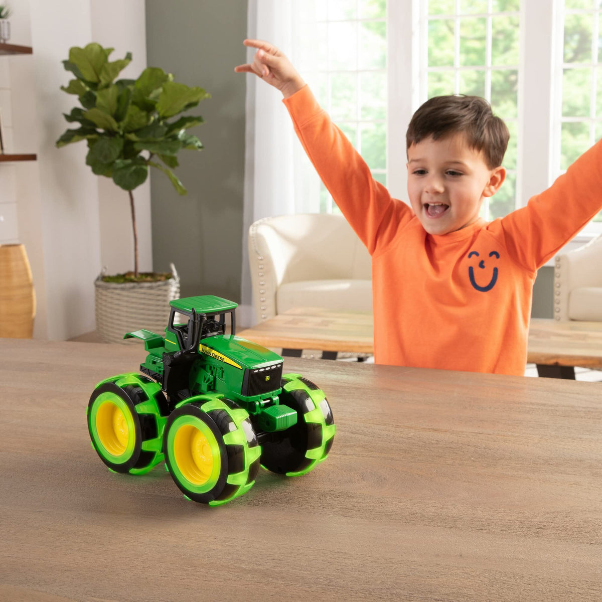 TOMY Monster Treads tires close-up emphasize rugged, oversized tires for all-terrain fun