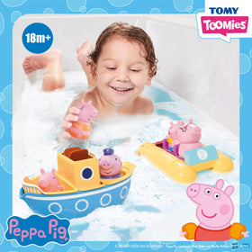 TOMY Peppa Boat Pull-and-Rotate featuring rotating paddles to engage tiny hands