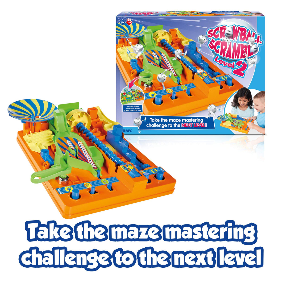 TOMY Screwball Scramble 2 zigzag steps boosts quick hand eye coordination.