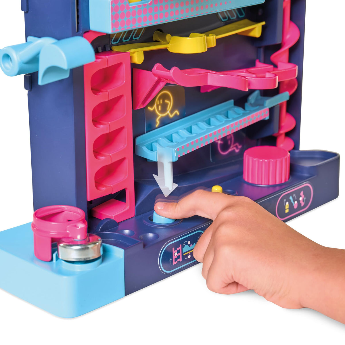 TOMY Screwball Scramble Level Up elevator top view toward the final ascent