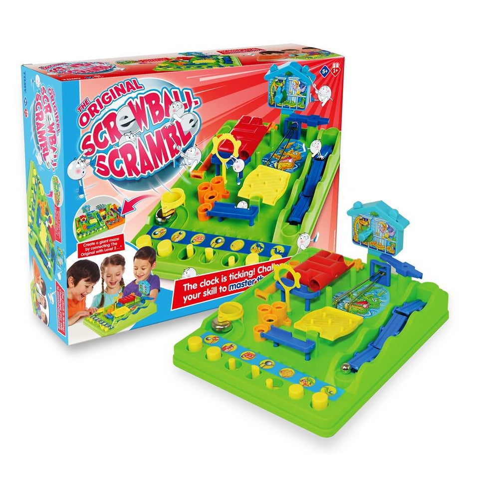 TOMY Screwball Scramble obstacle board engages fast hands and sharp eye coordination.