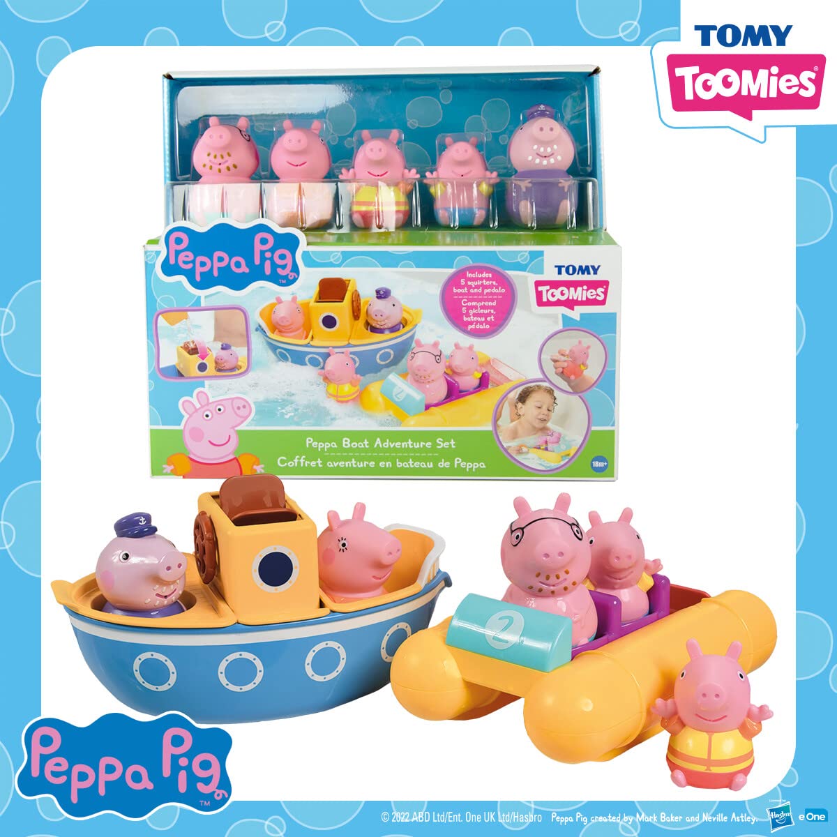 TOMY Toomies bath toys set supporting fine motor skills during tub time
