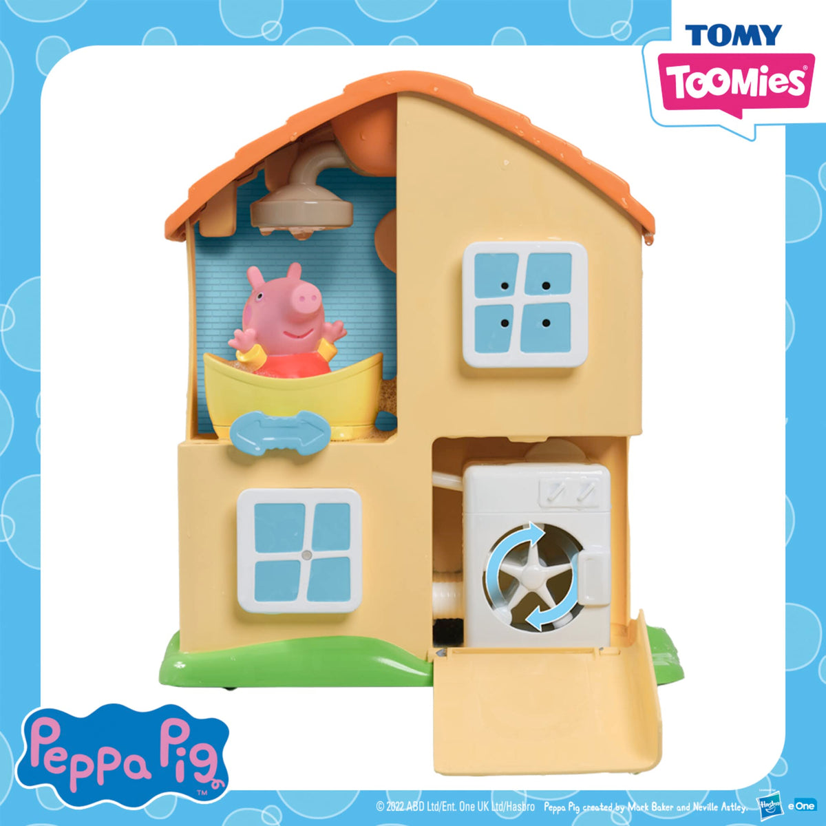 TOMY Toomies Peppa Pig House washing machine spins with water flow.