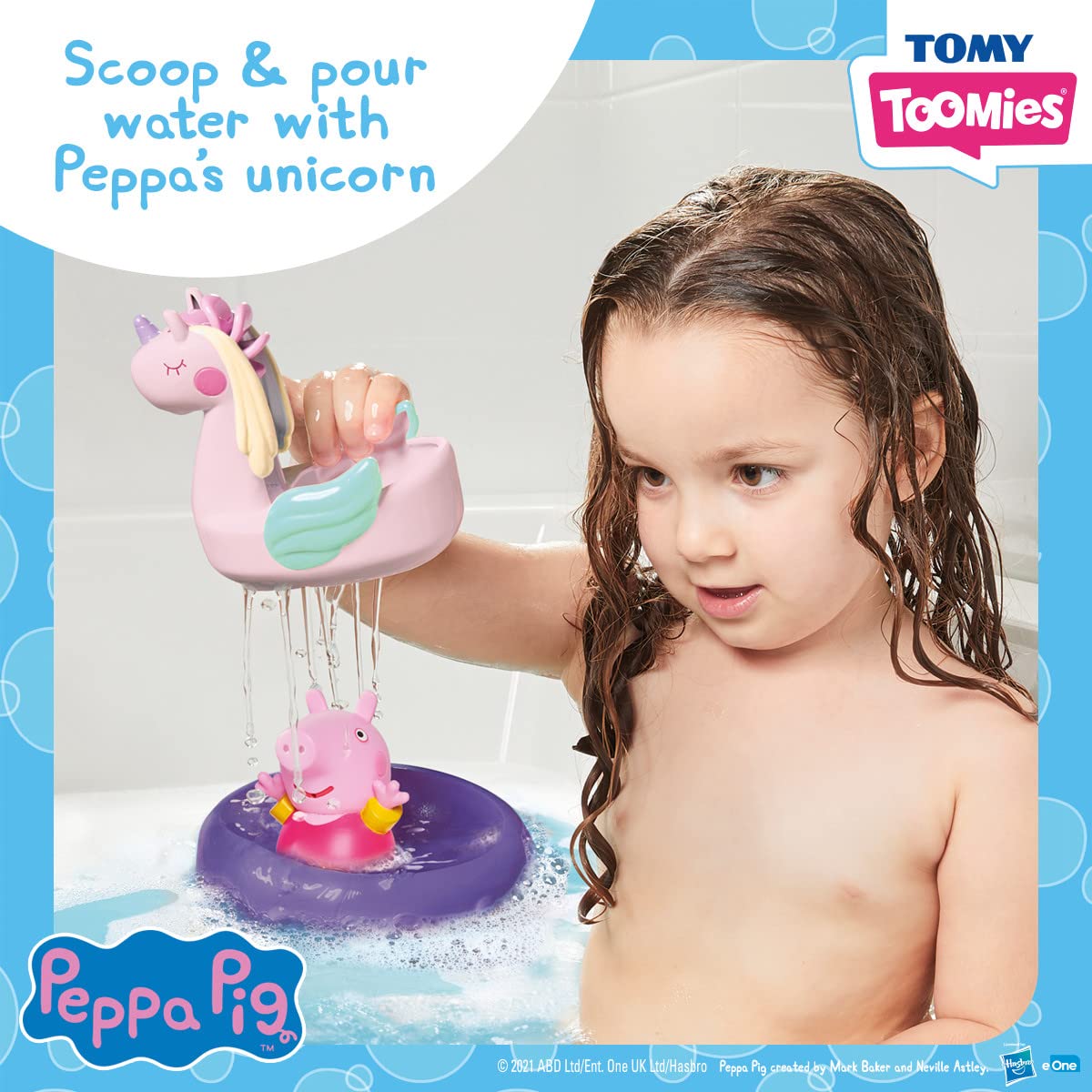 TOMY Toomies Peppa Pig bath squirter figures for toddler-friendly water play.