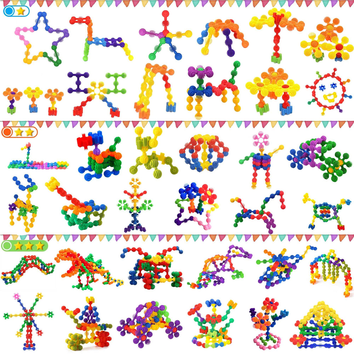 TOMYOU star-shaped pieces invite multi-dimensional STEM play and creativity.