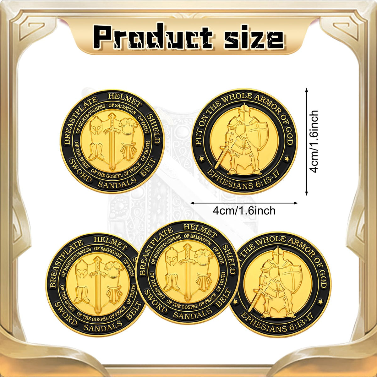 Tondiamo Armor of God coin back design, elegant keepsake for reflection.