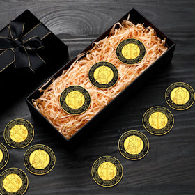 Tondiamo armor of God coins on display, ideal for shelf or desk reminder.