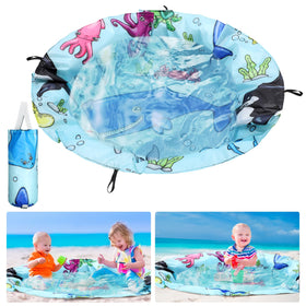 Tondiamo beach pool blanket setup demonstrates quick 2-in-1 use for carefree beach play.