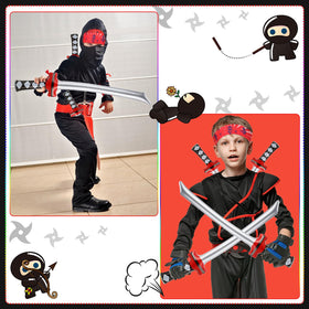 Tondiamo ninja sticker set enhances decor and photo moments at the party.